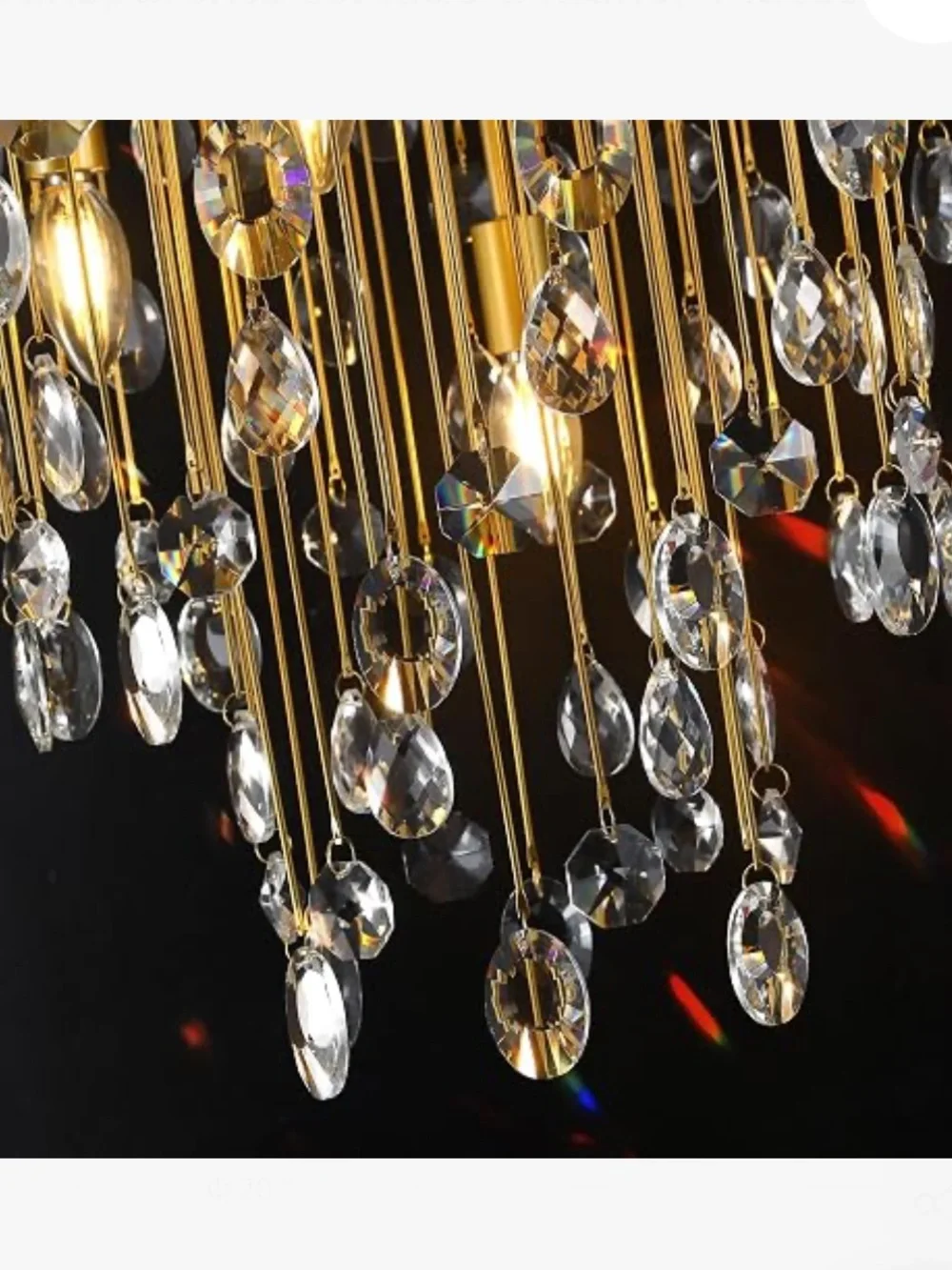 NIB CNRATYE Clear Hand Cut Crystal Round Chandelier Light 4-Light Modern Gold